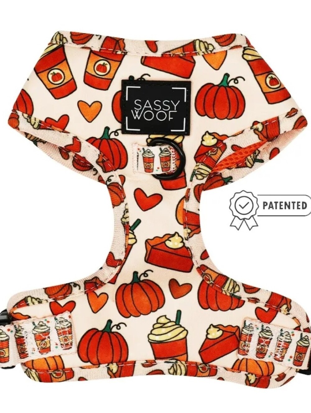 Pumpkin Spice Pattern Dog Harness - Orange